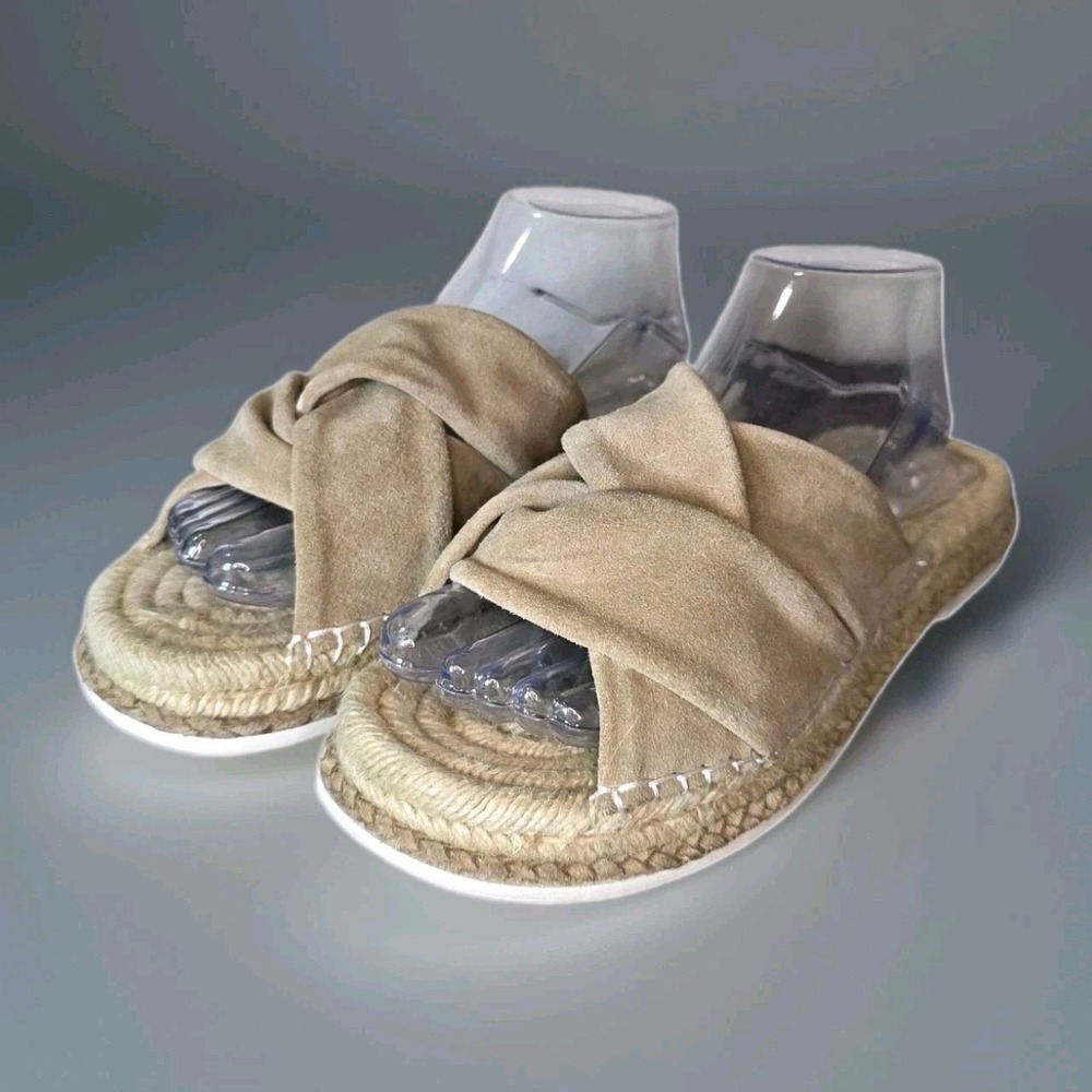 Matisse Womens 10 Tan Suede Espadrille Platform Slide Sandals Knotted Boho
